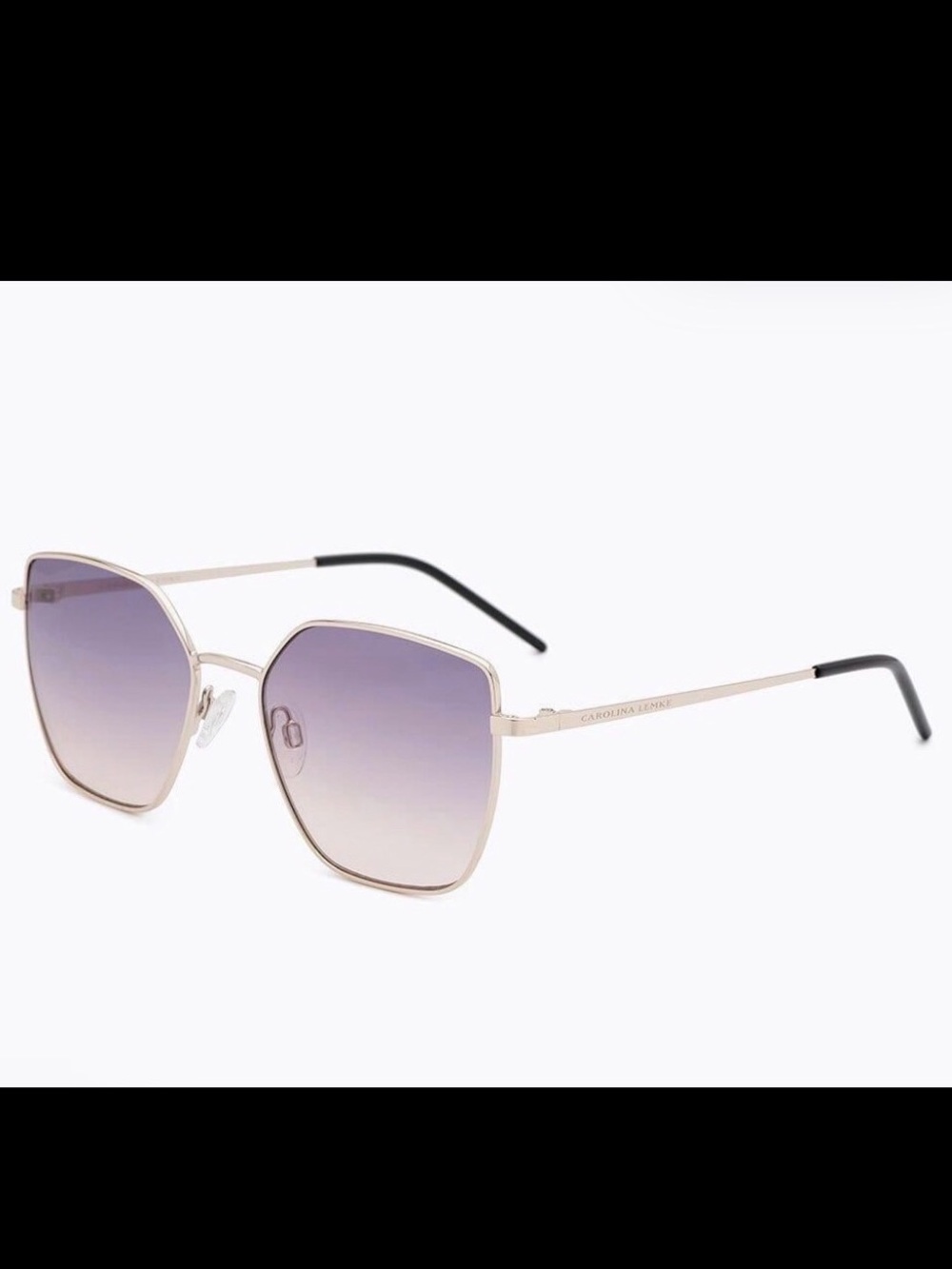 Carolina Lemke Berlin Emilia Gold Geometric Sunglasses NEW w/ Luxury Case